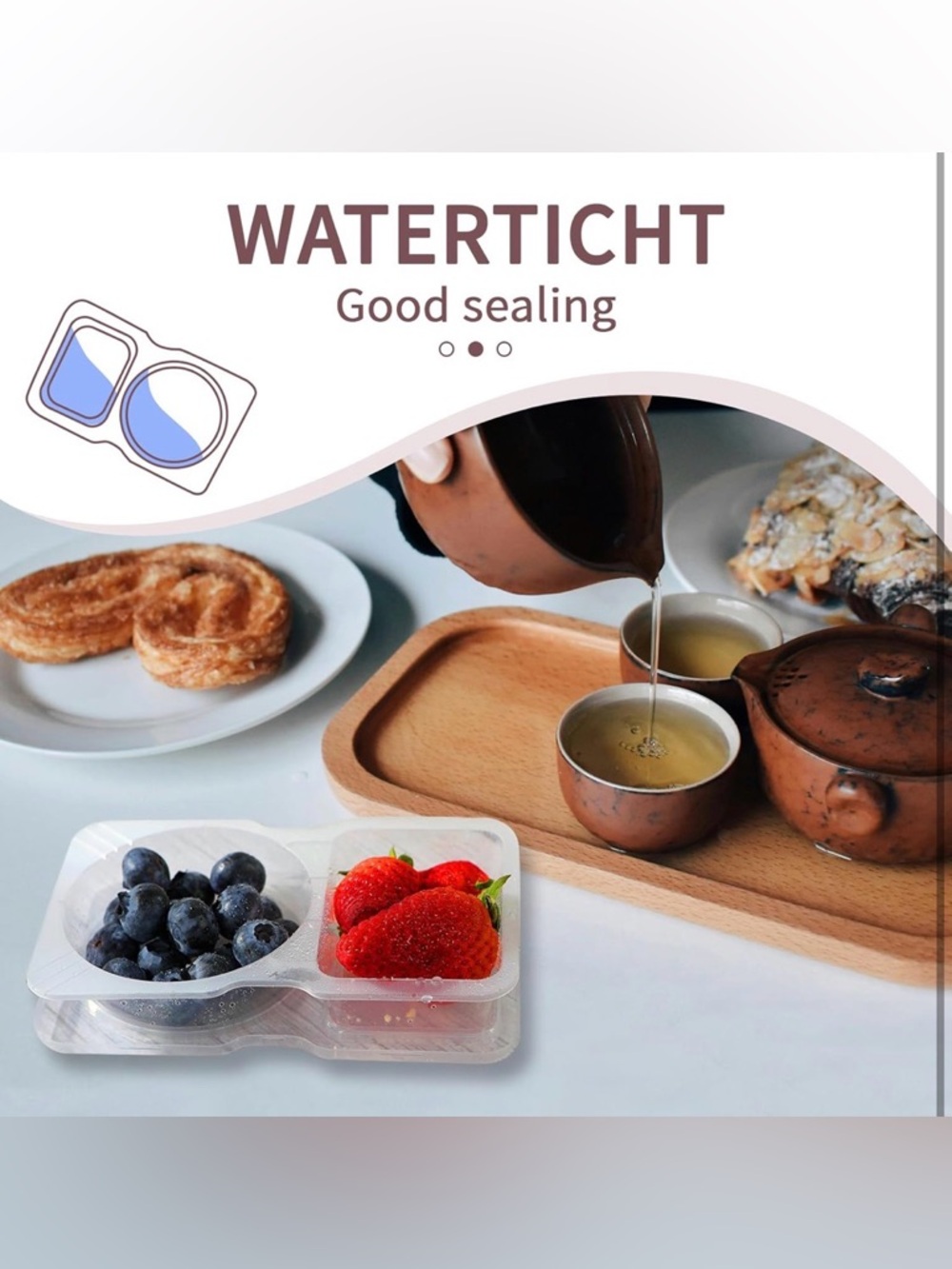 30 PCS Double Compartment Condiments Containers w/Lids Leakproof BPA-Free Snack - Picture 4 of 11